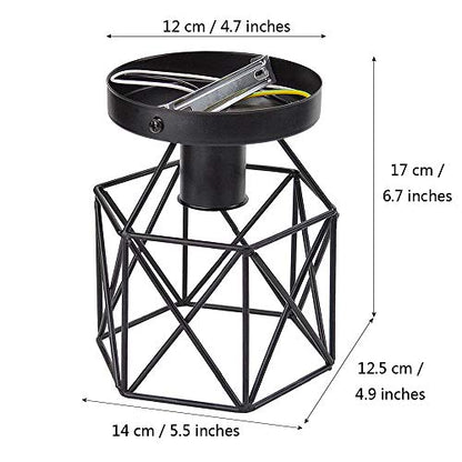 Semi Flush Mount Ceiling Light E26 E27 Retro Black Industrial Ceiling Light Fixture for Kitchen, Hallway, Porch, Stairway,Bedroom Farmhouse Lighting(2 Pack)