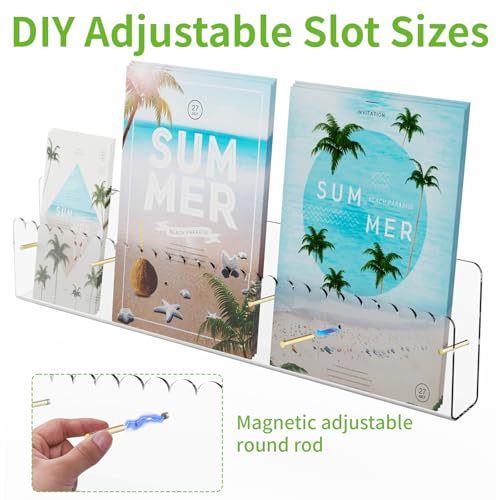 Brochure Holder Wall Mount, 2 Pack Acrylic Modular Flyer with Adjustable Magnetic Golden Bolt, Wavy Lace Pamphlet Display Stand for Organizer Trifold Flyer, Document, Leaflet, 5 Slots - color: 5 Slots