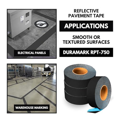 DuraMark RPT-750 Reflective Pavement Marking Tape, Black, 2 in x 36 ft - color: Black, size: 2 Inch x 36 Ft