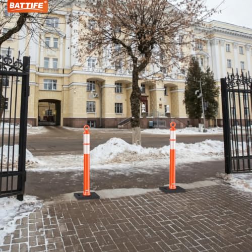 BATTIFE 8 Pack 36 Inch Traffic Delineator Posts with Base, Orange - size: 36 Inch