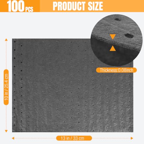 100 PC Oil Absorbent Pads, 13"x10"x0.08“