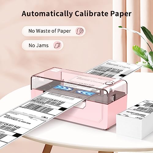 JADENS Bluetooth Thermal Shipping Label Printer, Wireless 4x6 Label Printer - color: Pink