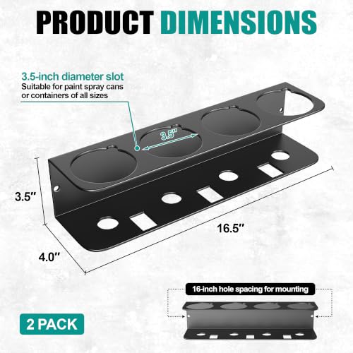 EVERHANGER Spray Can Holder, Wall Mount Spray Bottle Storage Rack - size: 16.5in x 2Pack