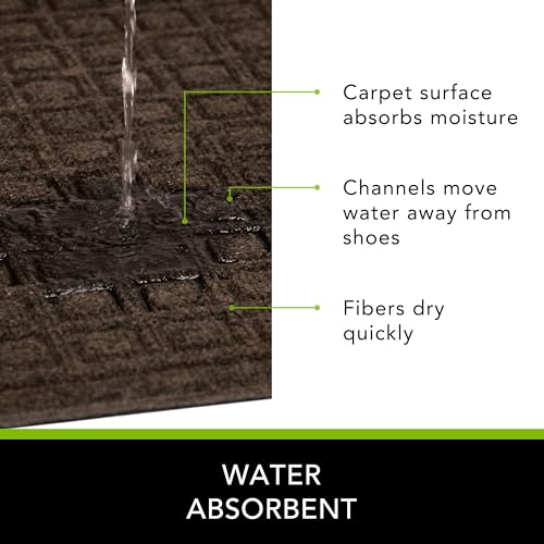 Apache Mills Textures Blocks 2' x 3' Non Slip Weather and Stain Resistant Entrance Door Mat, Walnut - color: Walnut, size: 2' x 3' (Rectangular), style: Blocks