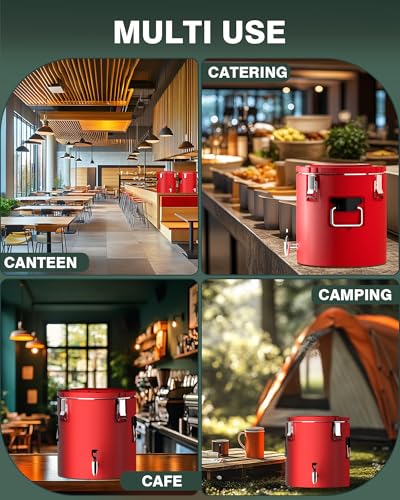 WantJoin Insulated Beverage Dispenser 4 Gallon, Stainless Steel Hot & Cold Drink Dispenser with Spigot Handles, Thermal Drink Container for Juice Tea Milk Catering Restaurant Parties - size: 4 Gallons