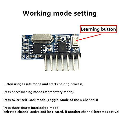 QIACHIP RX480E 433MHz RF Transmitter Receiver Module, 4CH EV1527 Kit - style: Transmitter and Receiver kit