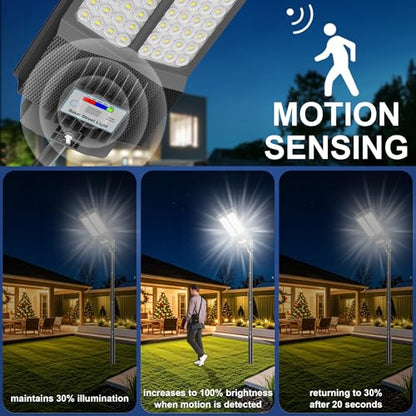 New 7000W Solar Street Light - Commercial Solar Lights Outdoor Waterproof, 200pcs High Brightness LEDs, Solar Parking Lot Lights Dusk to Dawn for Yard Garden with Motion Sensor - 4 Pack - size: L--4Pack