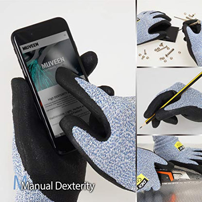 DEX FIT Level 5 Cut Resistant Gloves Cru553, 3D-Comfort Fit, Firm Grip, Thin & Lightweight, Touch-Screen Compatible, Durable, Breathable & Cool, Machine Washable; Blue M (8) 1 Pair - color: Blue, size: Medium