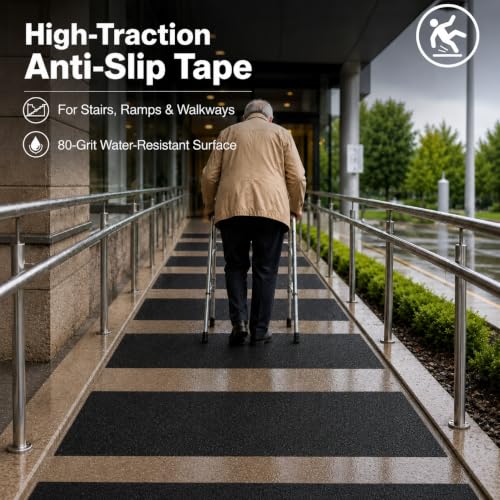 Black Anti Slip Tape, 36 in x 20 ft, 80 Grit Wide Grip Tape - color: Black, size: 36" X 20FT