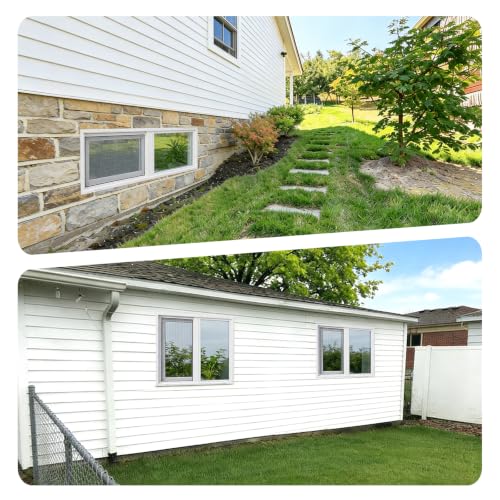 3.22" Thickness 32" x 16" Vinyl Sliding Basement Window,Low-E Glass with Argon Gas,Double-Pane Insulated Tempered Clear Glass,Half Screen Included,White - size: 32"x16"