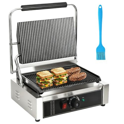 CTJ Commercial Panini Press Grill 2200W Sandwich Maker with Nonstick Plates