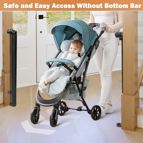 Retractable Baby Gates Dog Gate for Stairs, 55" Wide Mesh Baby Gate Pet Gate for The House, 34" Tall Child Safety Gates for Doorways, Hallways, Deck, Porch, Indoor, Outdoor - color: Black, size: 34" Tall x 55" Wide