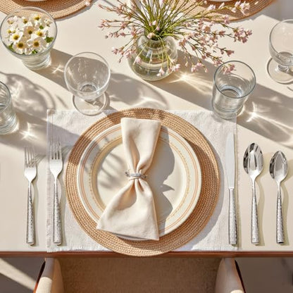 KINGSTONE Hammered Flatware Set, 40-Piece 18/10 Stainless Steel Silverware - size: 40-Piece