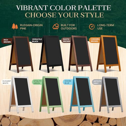 4 THOUGHT A-Frame Double-Sided Magnetic Chalkboard 40"x20", Black - color: Black