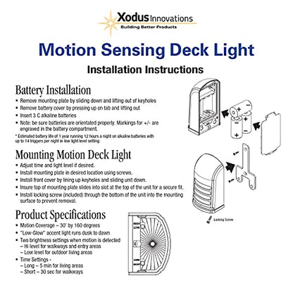 Xodus Battery Operated LED Deck & Stair Light, Motion Sensor, White, 2 Pack - color: White
