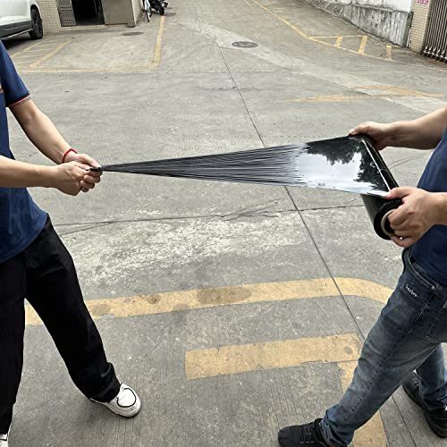 2-Pack Black Stretch Wrap 18" x 1000 Feet 80 Gauge Industrial Strength with Plastic Handle, Plastic Pallet Supplies Durable Self-Adhering for Packing, Moving, Heavy Duty Shrink Film Rolls - size: Black-2-Pack