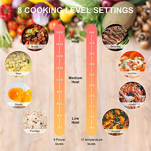 COOKTRON Portable Double Induction Cooktop, 1800W with Knob Control - size: Double Induction Cooktop with Knob Control