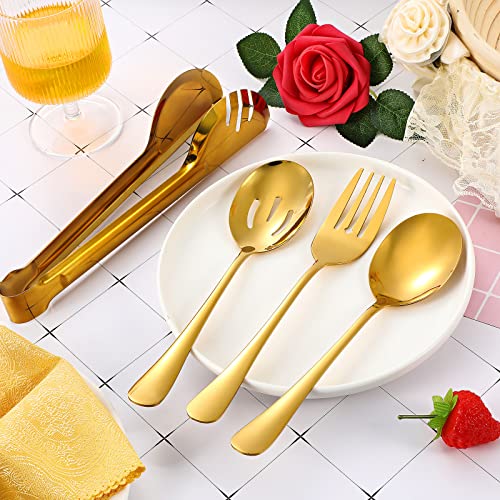 Patelai 15 Pieces Gold Serving Utensil Set, Stainless Steel Buffet - color: Gold