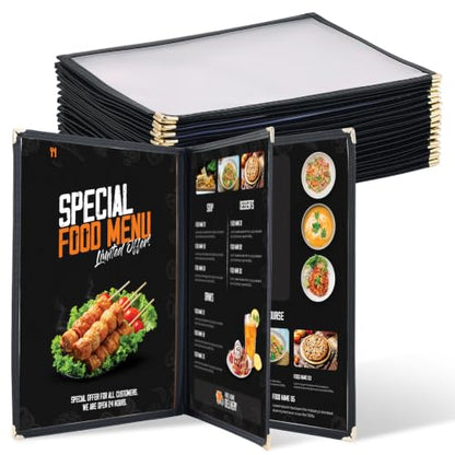 NATGAI 15 Pack 3 Page 6 View Menu Covers 8.5 x 11 Clear Menu Holder - size: 3 Page 6 View
