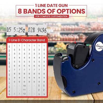 Perco Pro 1 Line Date Label Gun Kit, Includes 8 Digits Date Gun Labeler, 10,000 Plain White Labels, and Preloaded Inker - style: 1 Line Date Gun Kit