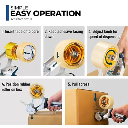 ICO by Excell Anti-Backflow Metal Packaging Tape Dispenser (2" Wide) for Packaging, Transportation, Moving, and Box Sealing. Includes 1 Tape Roll