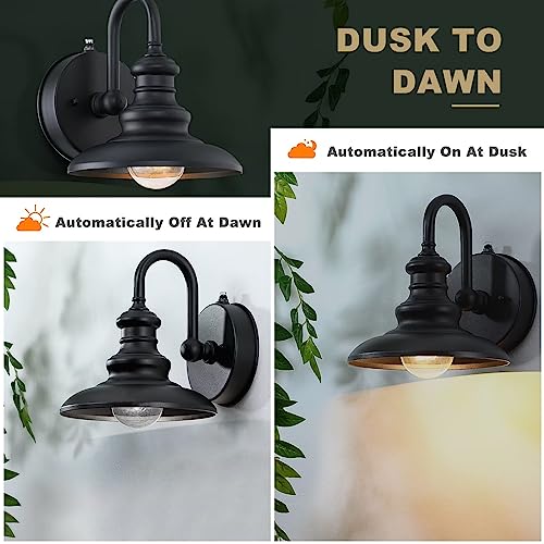 Dusk Dawn Sensor Outdoor Wall Sconce Black Exterior Gooseneck Barn Light - color: Black