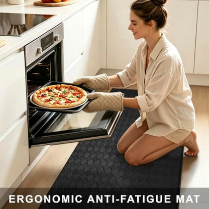 Kitchen Mats and Rugs Cushioned Anti-Fatigue, 23.6" x 86.6", Black - color: Black, size: 86.6"L x 23.6"W x 0.4"Th