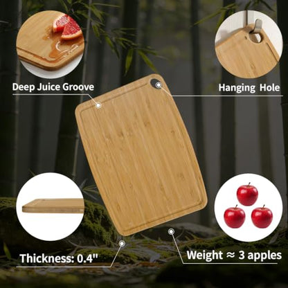 Dishwasher Safe Cutting Board,Bamboo Cutting Board with Juice Groove - color: Carbonized, size: Set of 2 (Small + Medium)