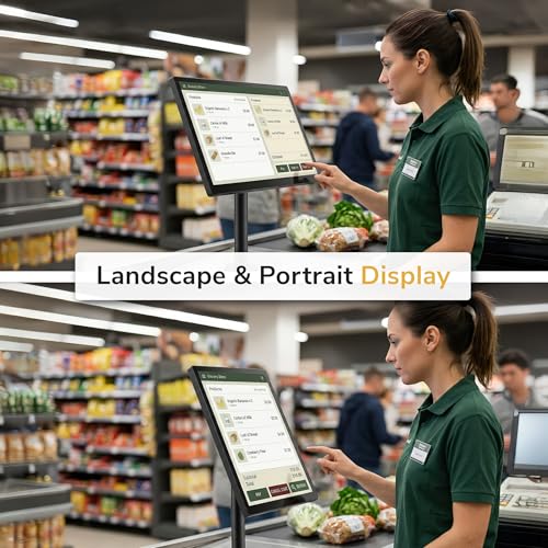 Mount-It! Fixed Height POS Monitor Mount – 19.7” Monitor Pole Mount for Retail Checkout Counters and Point of Sale Systems, Bolt-Down Base, VESA 75x75 & 100x100, Fits 13–32” Monitors, 33 lb Capacity - style: 19.7 Inches