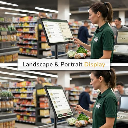 Mount-It! Fixed Height POS Monitor Mount – 19.7” Monitor Pole Mount for Retail Checkout Counters and Point of Sale Systems, Bolt-Down Base, VESA 75x75 & 100x100, Fits 13–32” Monitors, 33 lb Capacity - style: 19.7 Inches