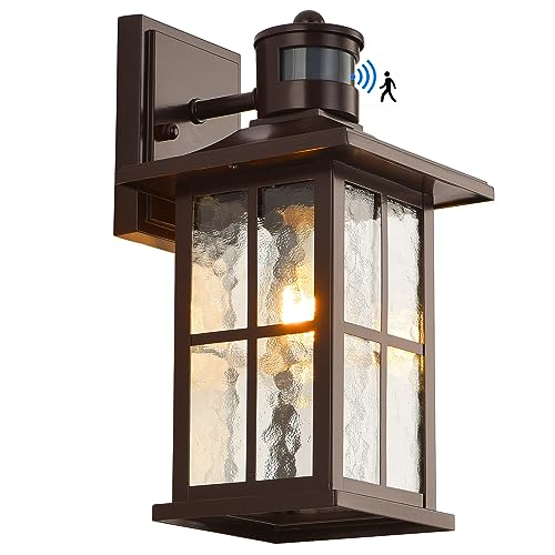 Motion Sensor Outdoor Wall Lantern Brown Dusk to Dawn Exterior Porch Light - color: Brown 1-Pack