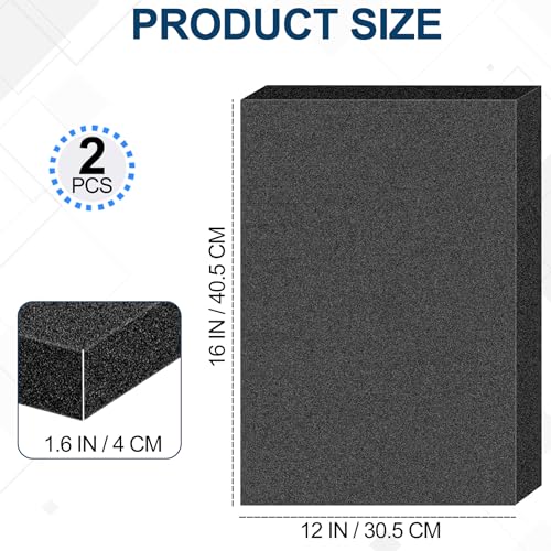2 PCS Polyurethane Foam Sheets 16" L x 12" W x 1.6" T Packing Foam Inserts Cuttable Craft Foams Cushion Foams High Density Foam Pads for Case, Tool Box, Game Box, Camera, Jewelry, DIY Craft, Black - size: 16in X 12in X 1.6in