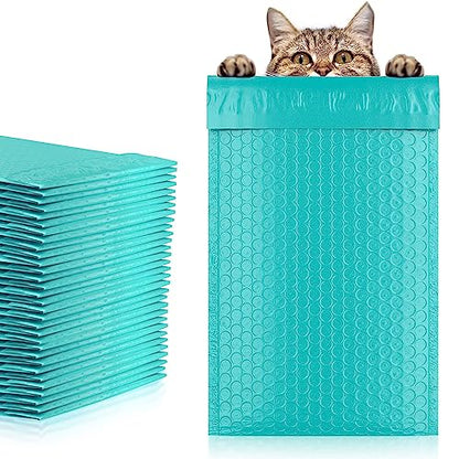 Poly Bubble Mailers, 7,25 x 11 Inch Teal Padded Mailers, Self Seal Shipping Envelopes, Lightweight Poly Mailer Bags, Waterproof Mailing Bags, Pack of 200 - color: Teal, size: 7,25" x 11" / 200 Pack