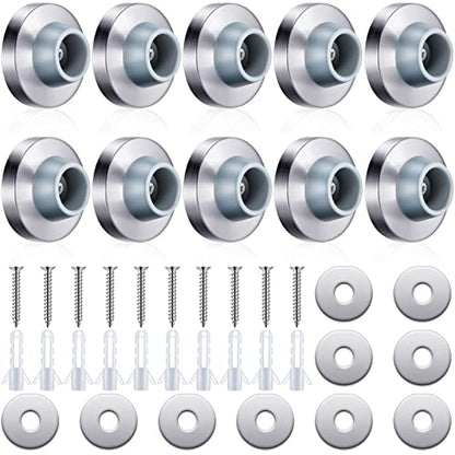 Pangda 10 Pieces Wall Door Stop Bumper Stainless Steel Wall Stops, Silver - color: Silver