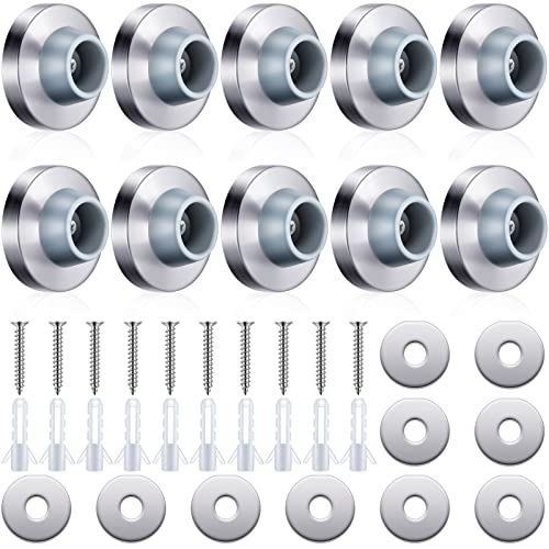 Pangda 10 Pieces Wall Door Stop Bumper Stainless Steel Wall Stops, Silver - color: Silver