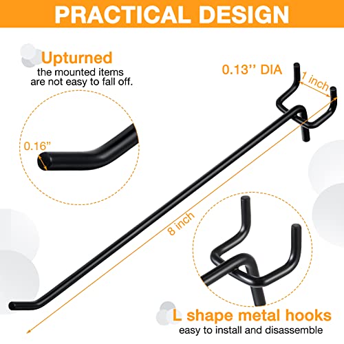 Shimeyao 100 Pcs Peg Board Hooks Stainless Steel Pegs,8 Inch,Black - color: Black, size: 8 Inch