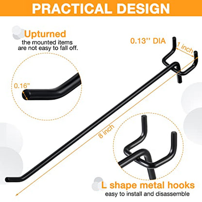 Shimeyao 100 Pcs Peg Board Hooks Stainless Steel Pegs,8 Inch,Black - color: Black, size: 8 Inch