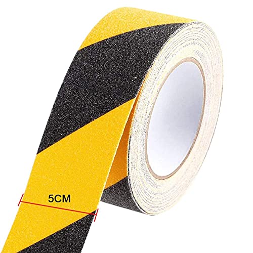 HAOT 2 Inch X 32.8ft Non Slip Safety Grip Tape for Stairs Steps Black/Yellow Non Skid Tread High Traction Friction/Strong Grip Abrasive Adhesive Hazard Caution Tape - color: Yellow/Black, size: 2" Width x 396" Long