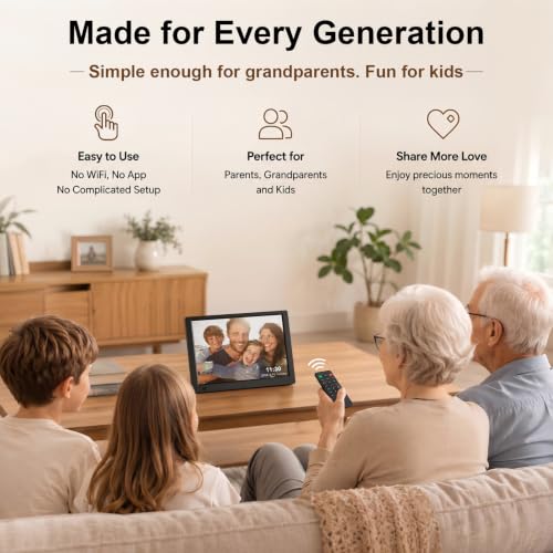10.1-Inch 1080P IPS Digital Picture Frame, No WiFi or App Required