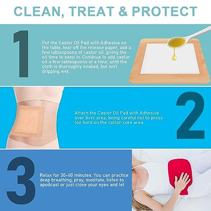 10Pcs Castor Oil Pack Wrap, 8.7"*7.9" Organic Cotton Pads - size: 10 Count (Pack of 1)