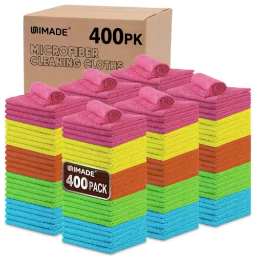 UNIMADE Microfiber Cleaning Cloth, 400PK Commercial Grade Work Rags - color: Multicolor, size: 400pk
