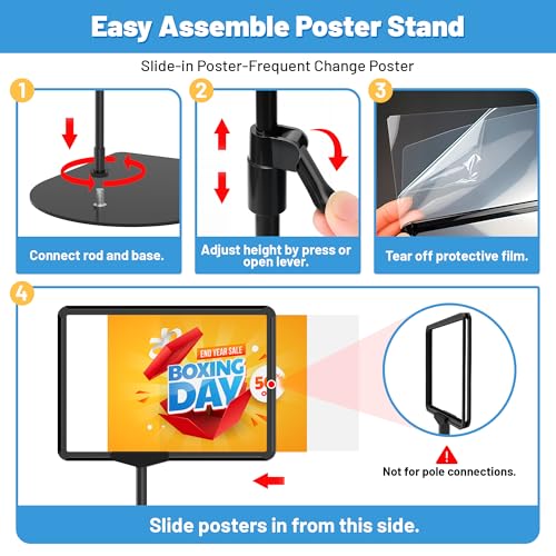 6Pack Sign Stand for Display 8.5 x 11, Adjustable Poster Stand for Table Top & Floor, Floor Standing Sign Holder, Signage Stands for Business, Tradeshow, Store, Farm Display Stands - size: 6 Pack, 8.5 x 11 inch