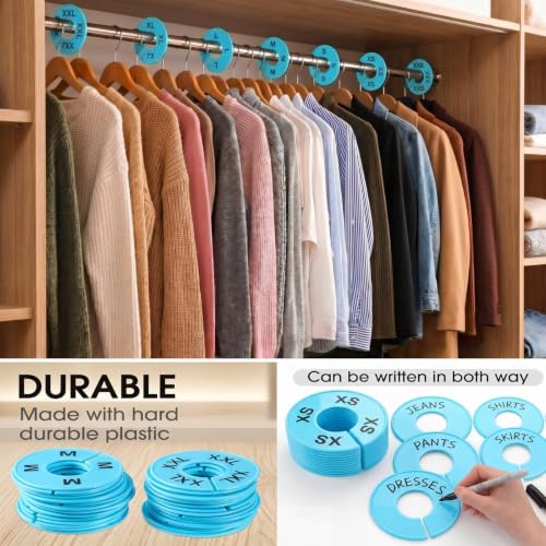 EBOOT 40 Pcs Clothing Size Dividers Closet Size Divider Hanger, Pastel - color: Pastel