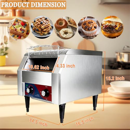 CTJ Commercial Conveyor Toaster 1700W 300 Slices/Hour Conveyor Toaster