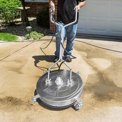 Hourleey 30" Pressure Washer Surface Cleaner with Dual Handles, Stainless Steel Surface Cleaner with 4 Wheels for Driveways, Pathway, Sidewalks, Patios, Decks, 4500 PSI with 3/8" Quick Connector Kit - size: 30 Inch