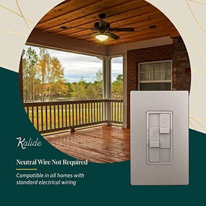 TOPGREENER Ceiling Fan Control and Light Dimmer Switch, 3-Speed, Nickel - color: Nickel, size: Dimmer Switch with Fan