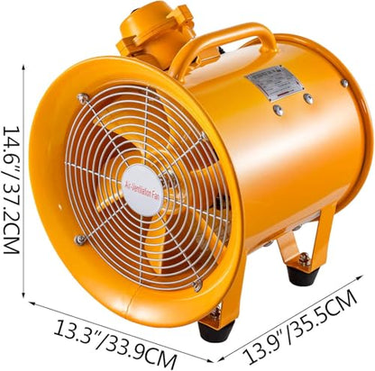 VEVOR Explosion Proof Fan 10 Inch, 350W, Industrial Portable Ventilator Blower/Exhaust with 9.8ft Light Cord -No Plug - size: 10 Inch