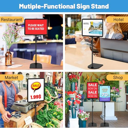 Sign Holder Stand 8.5 x 11, Adjustable Poster Stand for Table Top & Floor, Signage Display Stands, Floor Standing Sign Holder for Advertisement, Tradeshow, Store, Business, 2 Pack - size: 2 Pack, 8.5 x 11 inch
