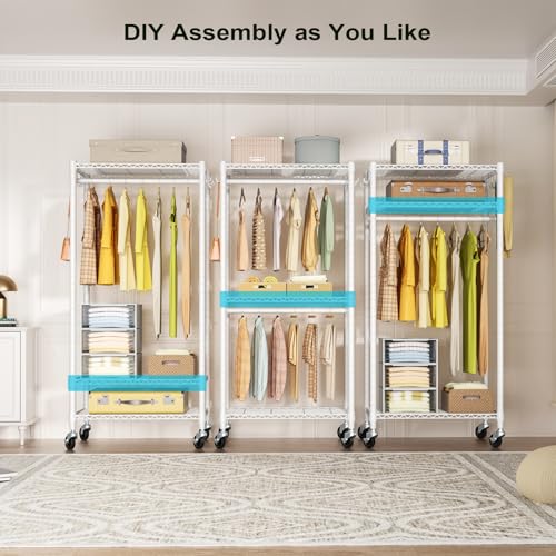 FUTASSI Rolling Clothes Rack, Clothing Racks for Hanging Clothes, White - color: White, size: P3 Mini