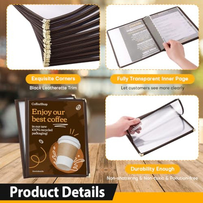 2Pcs 8.5 x 11" Menu Covers, 2 Page Transparent Restaurant Menu Cover - size: 2 Page